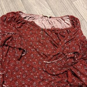 Faded Glory Burgundy Floral Blouse